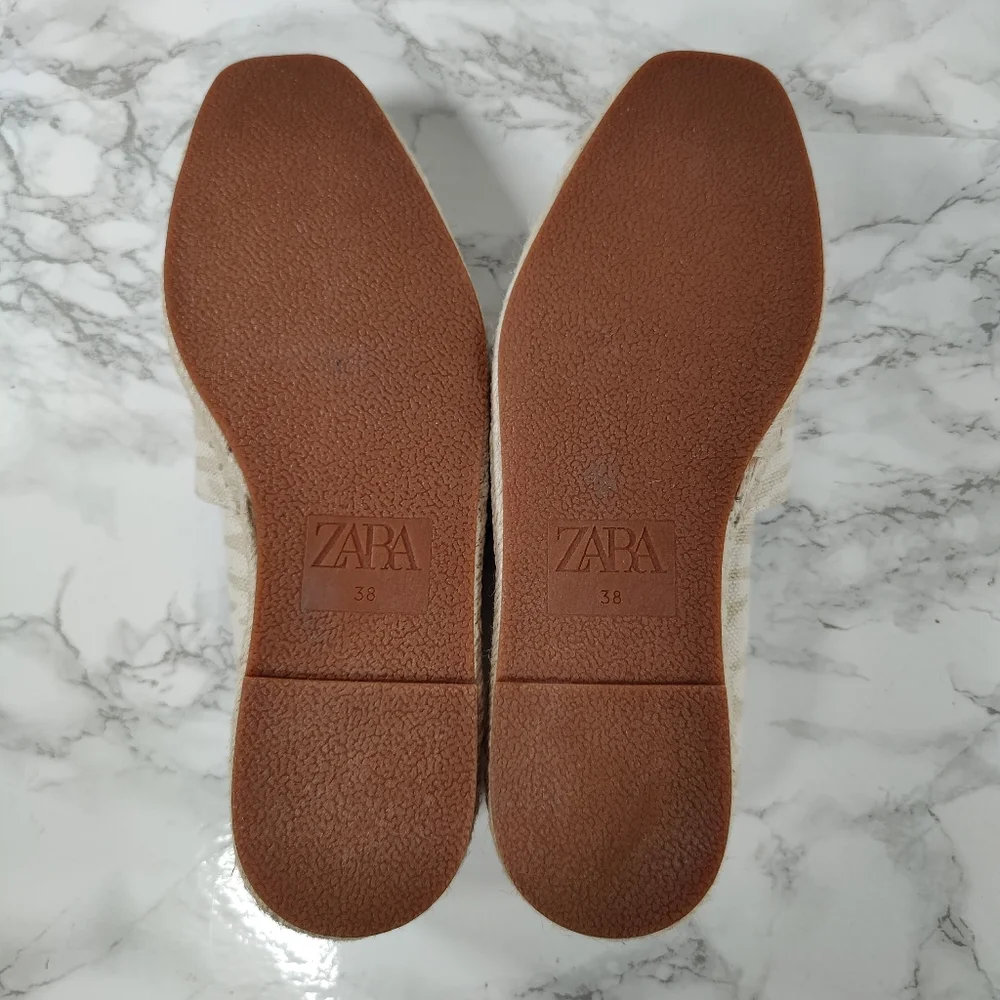 NWT Zara Cream Zebra Espadrilles Size 38